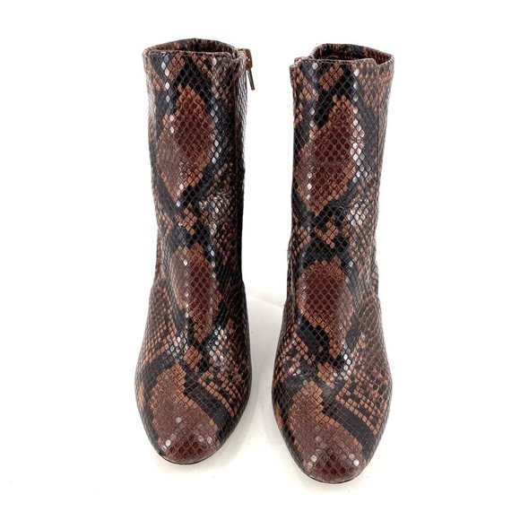 ALDO Brown Snake Sock Mid Heel Boot - Picture 4 of 8